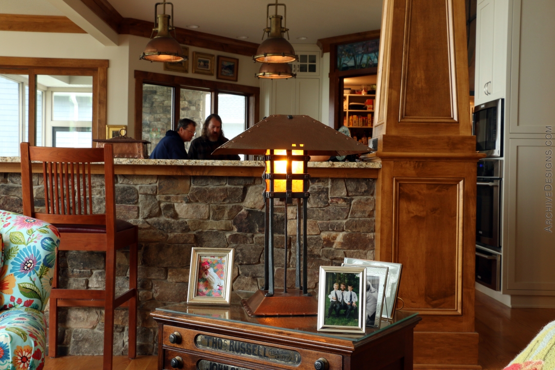 Warm lamp-light on a quiet morning on Lake James.  Dramatic lamp by Archive Designs.